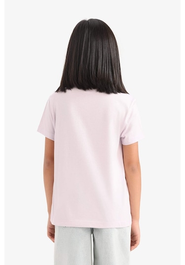 DeFacto Kız Çocuk Bisiklet Yaka Baskılı Kısa Kollu Tişört E0349A825SMPN425 Pembe