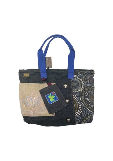 Vintage Salaş Çok Renkli Orta Boy Günlük Seyahat Gezi Omuz Çantası 36cmx34cm Siyah