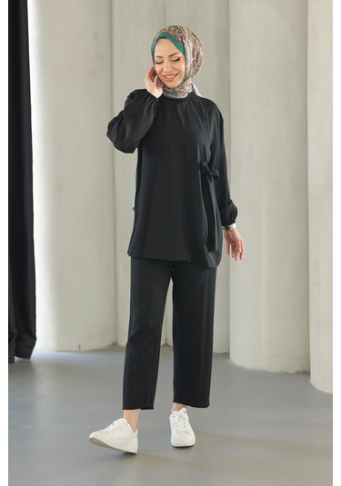 Bağlama Detaylı Takım Siyah Siyah