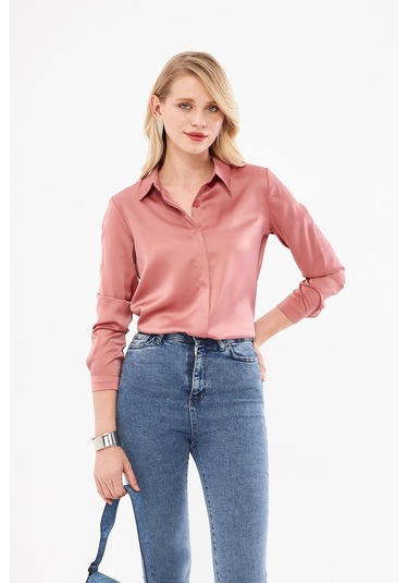 Klasik Saten Gömlek Gül Kurusu GÜL KURUSU