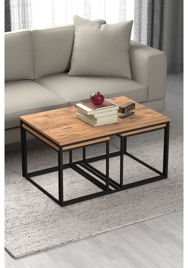 Orta Sehpa Ve Zigon Yan Sehpa Flora Set Atlantik Çam Atlantik Çam