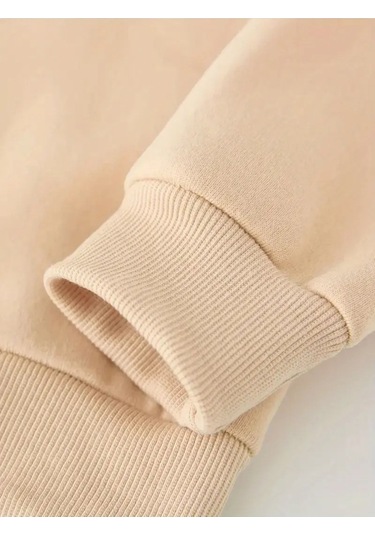 Kışlık Kapüşonlu Sweatshirt, Çocuk Kediciklerbaskılı Bej