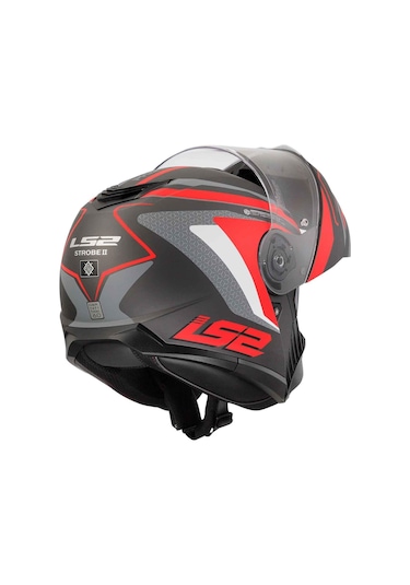 Ls2 Strobe 2 Phantom Çene Açılır Kask Gri - Kırmızı