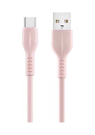 Sandwich Silikon Tip C Kablosu - 2a Hızlı Şarj - 1m Uzunluk - Pembe - Tüm Cihazlar İçin