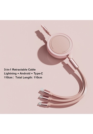 Cbtx 3in1 Type-c - Lightning - Micro Usb 66 W Geri Çekilebilir Veri Şarj Kablosu  -