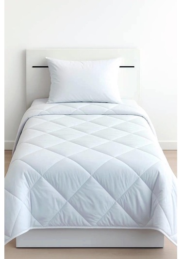 Niron Tek Kişilik Yorgan + 1 Adet Yastık Seti 155x215 Cm 4 Mevsim Mikrofiber Konfor Beyaz