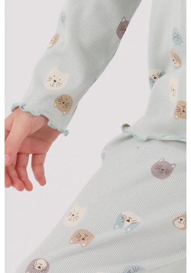 Rolypoly Kız Çocuk Uzun Kol Pijama Takım Açık Yeşil-1756 Yesil
