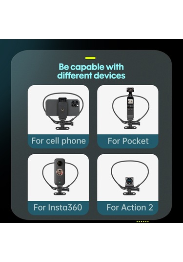 Ximistore9 Gopro/ınsta360/djı İçin Kolay Kullanıma Uygun Boyun Tutucu: Üç Yönlü Ayar, Telefon Tutucu Ve Adaptör İle İlk Kişi Görüntü Kaydı Siyah