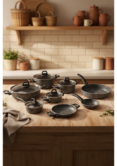 Bernardo Anita 13 Parça Tencere Seti Gri Gri