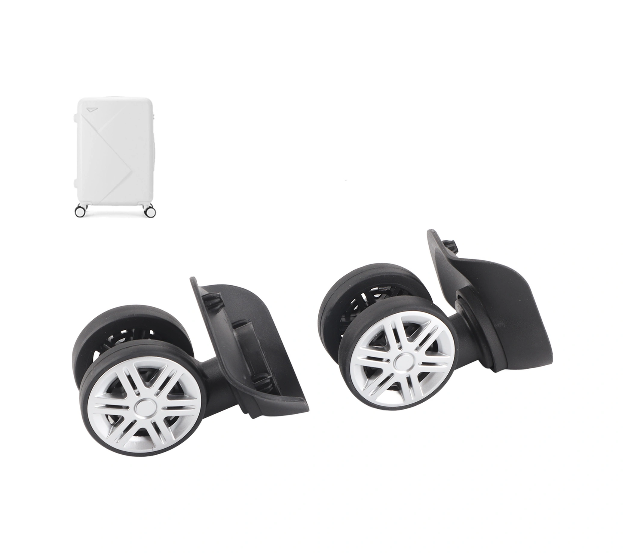 Shineyee Sessiz Çift Sıra Büyük Tekerlek Valiz Aksesuarı, Pp+pet Malzeme, Yüksek Kaliteli, Kolay Kurulum, Siyah 2 Adet Tekerlek + 8 Adet Vida