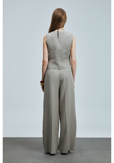 Lufian Asıa Kadın Lyocell Karışımlı Keten Pantolon Vizon Vizon 121190020100430 Vizon