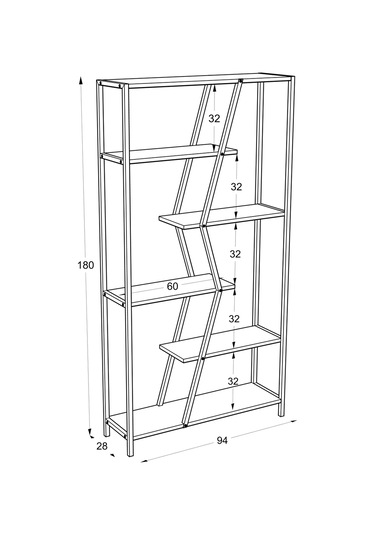 Hbomedora Kar Kitaplik 5 Rafli Kitaplik