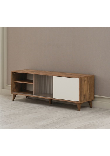 Tv Sehpası Sürgülü Kapak 140x40x35 Cm Beyaz
