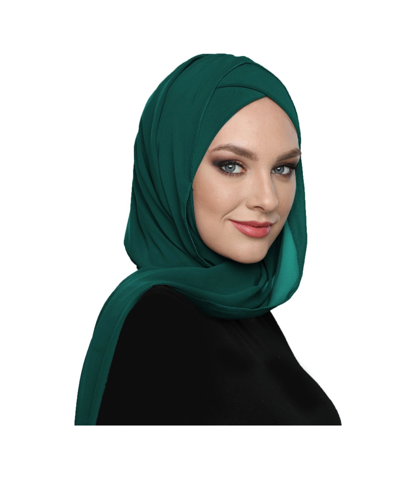 Şallı Takmatik Sade Yeşil Hazır Türban Tesettür Bone Namaz Örtüsü Hürrem