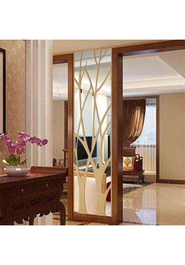 Siyah Modern Akrilik Ayna Duvar Sticker Ayrılabilir Çıkartması Sanatsal Fresk Duvar Sticker Ev Odası Dıy Dekor Ağacı Siyah