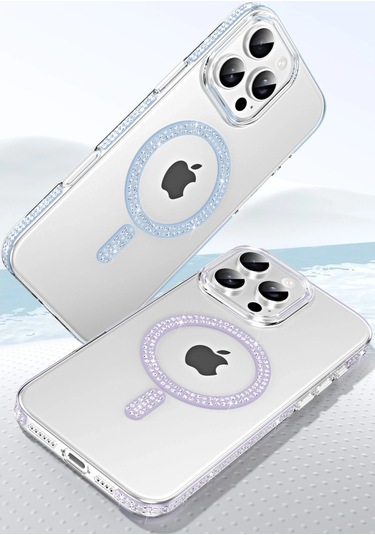 Joko Apple iPhone Uyumlu 15 Pro Move Taşlı Magsafe Kapak - Natural Grey Gri