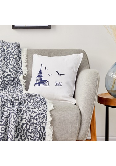 Karaca Home Kız Kulesi İndigo Throw Kırlent 200.19.01.0501