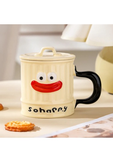 Komik Karakter Tasarımlı Seramik Kupa Bm-1435 Bej