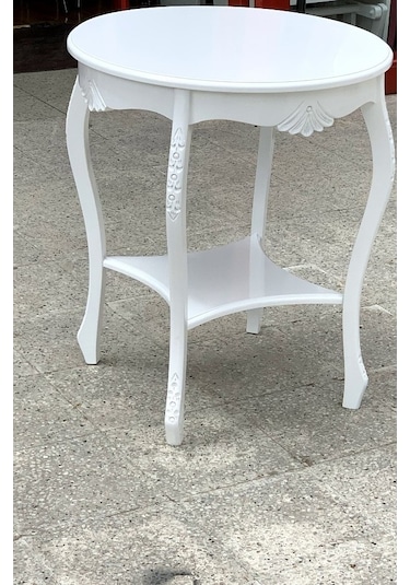 Fiskos 4Ayak Oymalı Model Parlak Ihlamur ağacı ayak Parlak Beyaz  MDF tabla Kutuda sevk EL Yapım