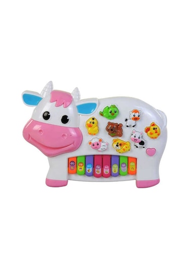 Can Ali Toys Pilli Inek Piyano Türkçe Sesli Müzikli Işıklı  28Cm