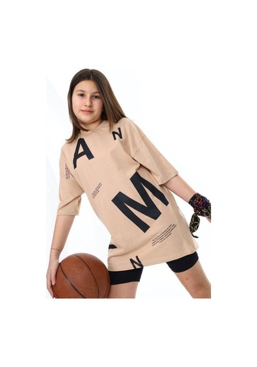 Çocuk Pano Baskılı Tshirt-14543 Kahverengi