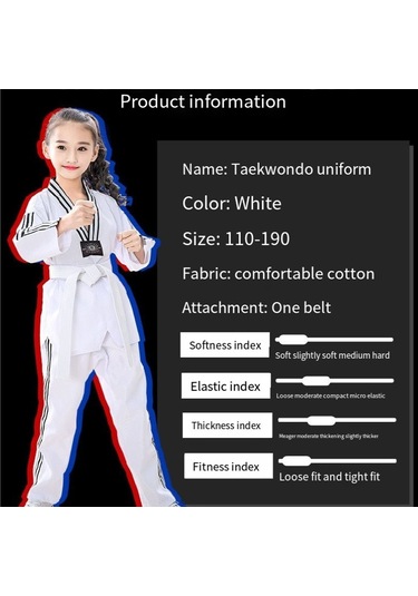 Sones Taekwondo Giyim Çocuk Yetişkin Pamuklu Erkek Ve Kadın Taekwondo Eğitim Üniformaları Alfabe Yaka Kısa Kollu Çok Renkli