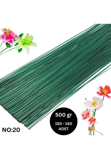 Yeşil Yapay Çiçek Teli, No:20 1.2 Mm - Çiçek Aranjman Yapım Tel