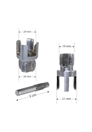 6484 Pvc Pprc Boru İç Ve Dış Diş Açma Aparatı 20/25 Mm 2'li Set