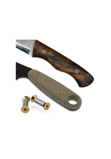 Xurunkeji 10 Paket Bıçak Sapı Vidaları Perçinler Cıvatalar Bağlantı Elemanları, Altın Altıgen Düz Başlı Vidalar, Bıçak Üretici Vidaları 5x3x2cm