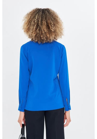 Asimetrik Pile Detay Gömlek Saks Saks