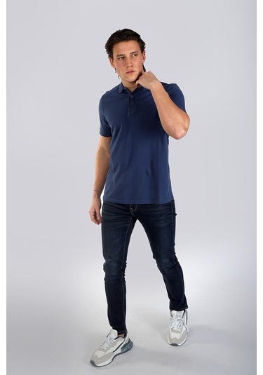 Lee Cooper Twıns 1 Erkek Pike Polo Yaka T-Shırt Gece Mavisi-17943-Gece Mavisi Saks Mavi