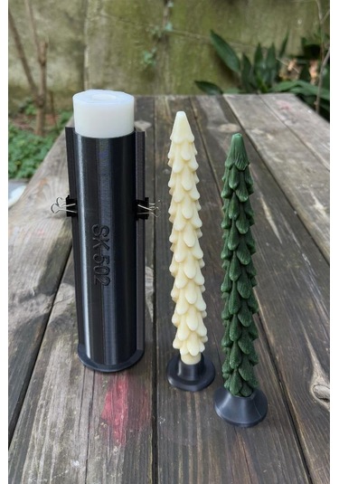 Çam Şamdan Silikon Mum Kalıbı Beyaz