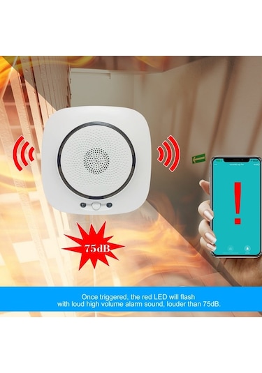 Supermarket1 Smart Life Wifi Gaz Alarmı Wıfı-818: Lpg/doğalgaz Tespiti, 75db Alarm, Uzaktan Kontrol, Euro Standartı