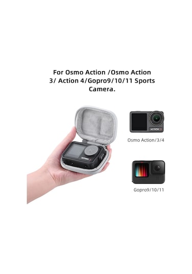 Butu Osmo Action / 3 / 4 / Gopro 9 / 10 / 11 Kamera İçin Brdrc Saklama Çantası Karabinalı Pu Deri Taşıma Çantası - Gri