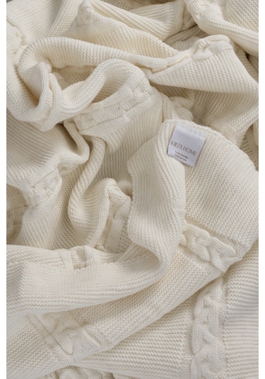 Trenza Krem Çift Kişilik Battaniye 200x220 15025 Krem