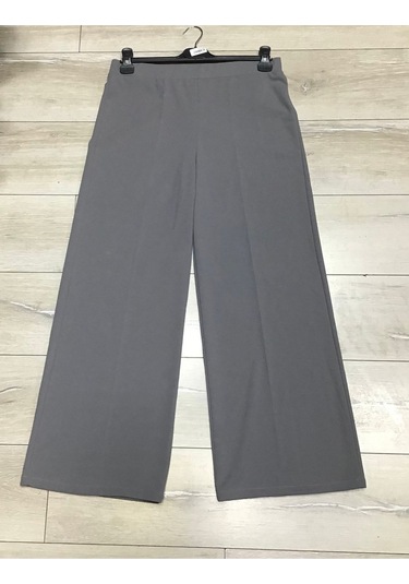 Scuba Beli Lastikli Bedenli Büyük Beden Bol Paça Panolont-inci Gri