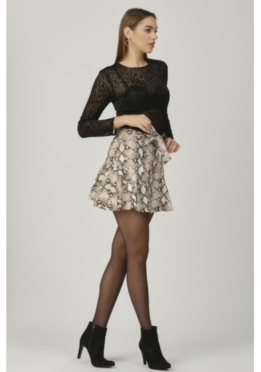 Shahiqa Kadın Desenli Volanlı Etek