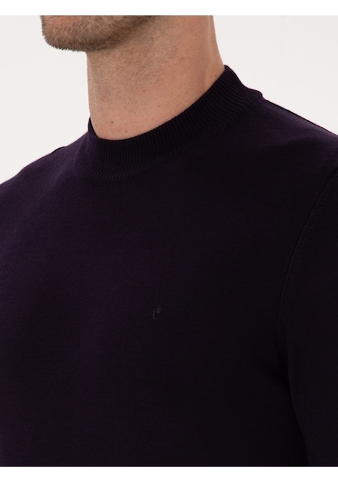 Cacharel Mürdüm Slim Fit Yün Karışımlı Çeyrek Balıkçı Yaka Basic Triko Kazak Pembe