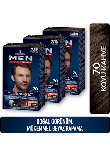 Men Perfect Saç Boyası 70 Koyu Kahve X 3 Adet set-hnkl-2527-5189