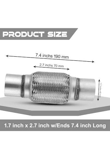 Egzoz Spiral Flex Borusu, 45mm 190mm,üniversal Tip, Paslanmaz Çel