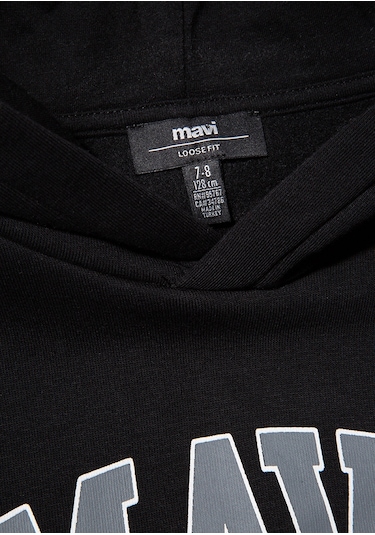 Mavi - Mavi Logo Baskılı Kapüşonlu Siyah Sweatshirt 6610110-900 Siyah