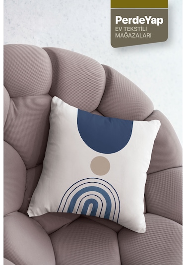 Beyaz Zemin Üzerine Lacivert Geometrik Desenli 4lü Dijital Baskıl