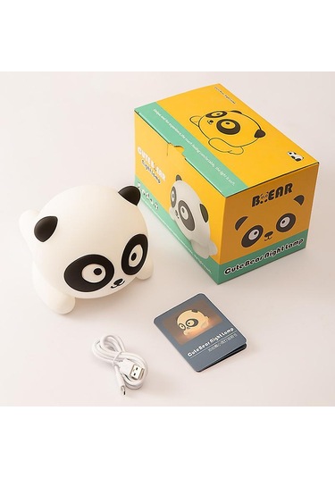 Çocuklar İçin Sevimli Gece Lambası Panda Lamba 7 Renk Değiştiren Silikon Dokunmatik Diğer