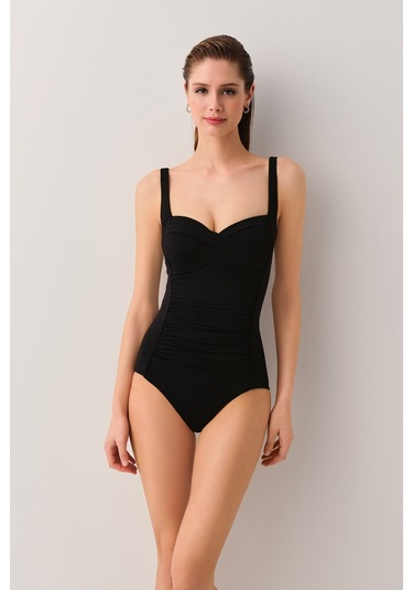 Suwen Önü Drapeli Toparlayıcı Mayo Sbn25240012 Siyah