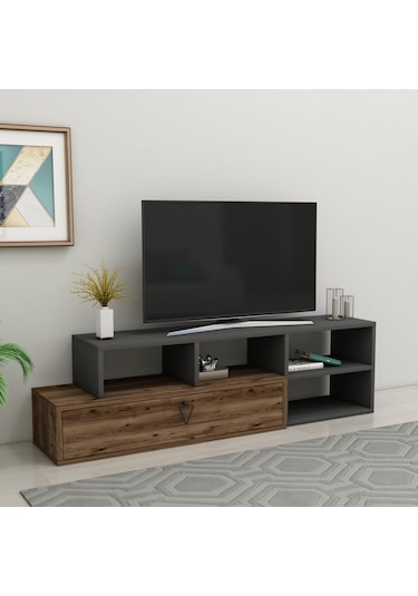 Arnetti Tv Sehpası Duru Kapaklı Televizyon Ünitesi Lidya Antrasit