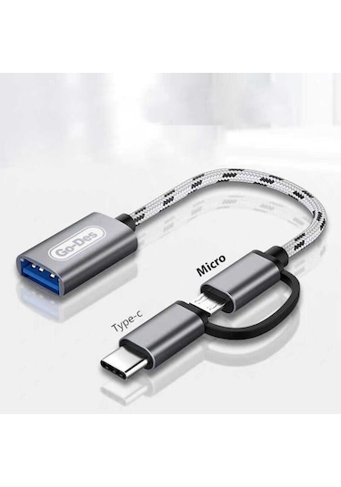Go Des GD-CT033 2 in 1 USB 3.0 to Micro / Type-C OTG Dönüştürücü Çevirici Tak & Çalıştır - ZORE-257768