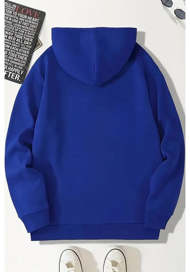 Duck Baskılı Oversize Sweatshirt Mavi