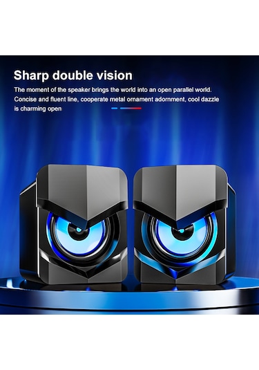 Lemestar V-158 Usb Beslemeli Bilgisayar Hoparlörü - 3.5mm Kablolu Stereo Ses, 3w Güç, Hıfı Surround, Siyah Işık Yok