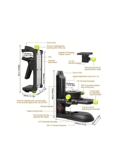 Besthome1 Huepar Pv10 Hassas Ayar Braketi Manyetik Döner Tabanlı 360 Ayar Klipsi