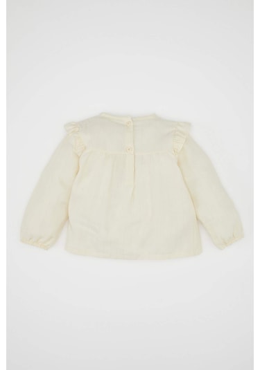 DeFacto Kız Bebek Bisiklet Yaka Twill Uzun Kollu Gömlek D6234A524WNER233 Ekru